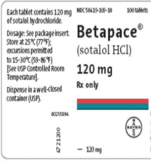 Buy Betapace (Sotalol) 120mg Tablets  x 1's
